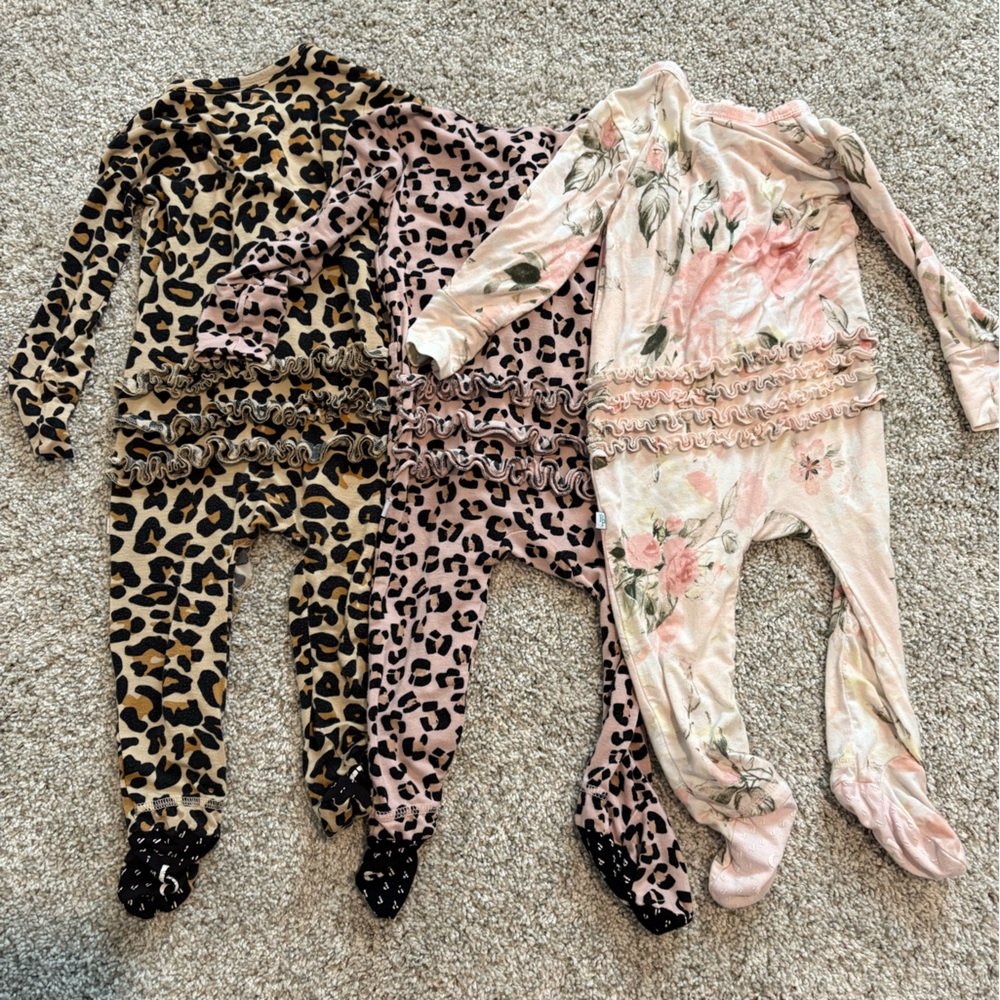 Posh Peanut Leopard and Floral Footies Set